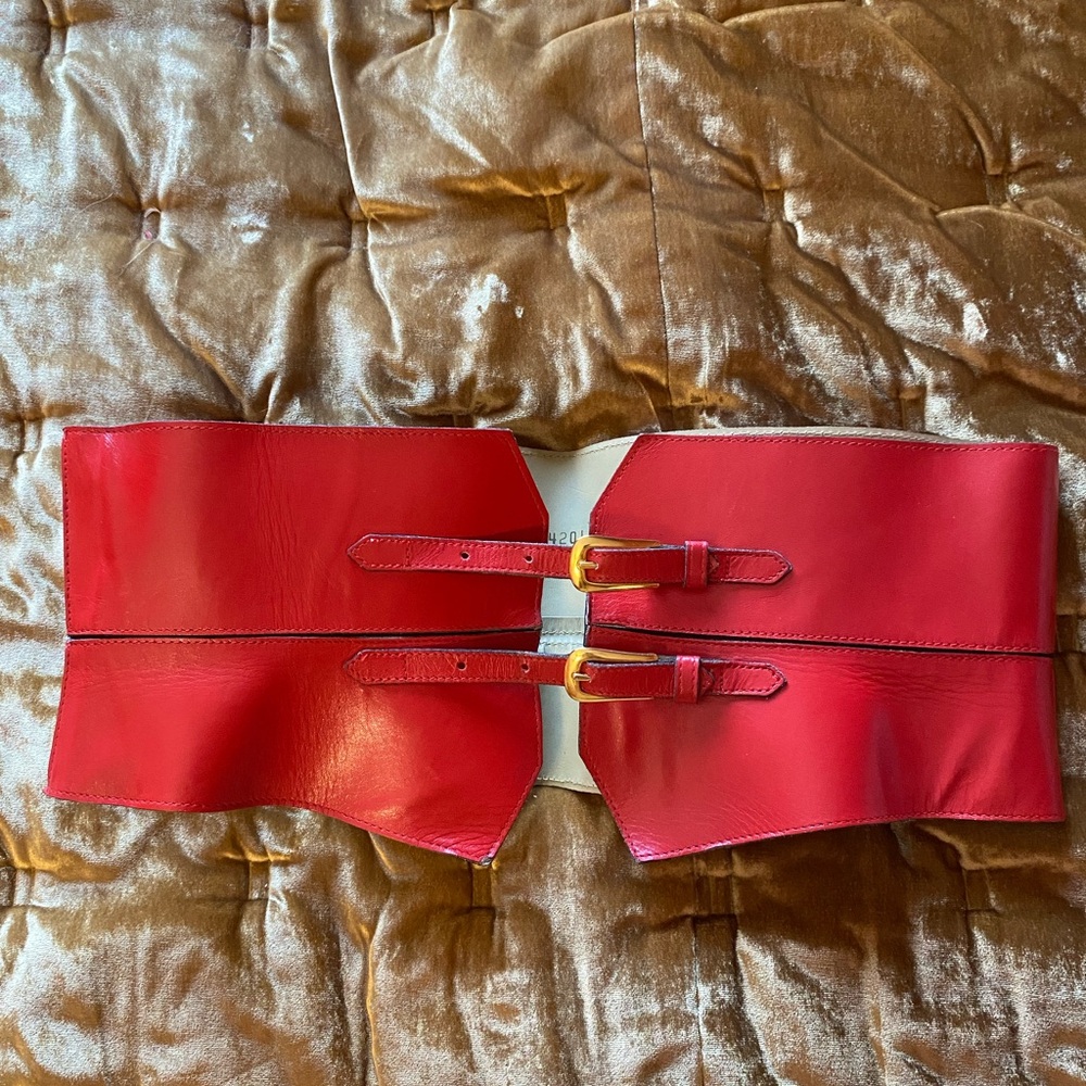 Red Leather Waist Belt